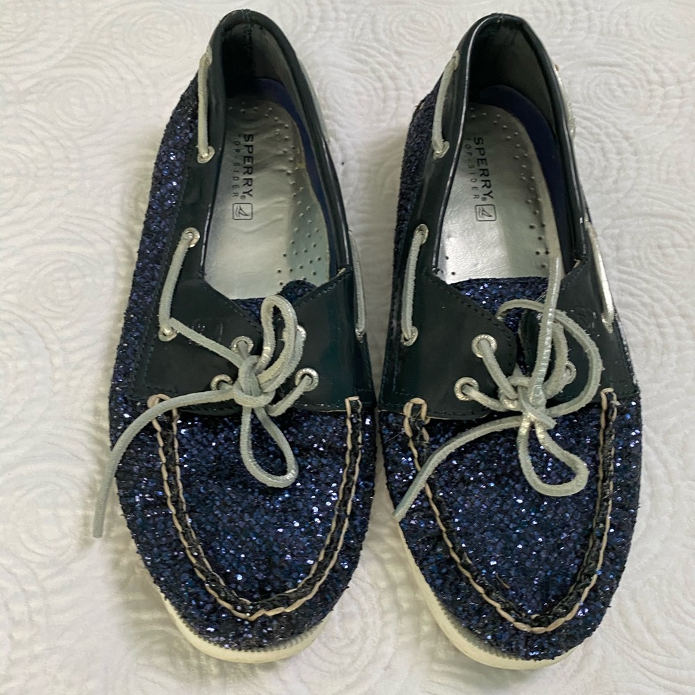 Navy Glitter Sperrys